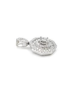 14K White Gold Diamond Octagon Pendant for women