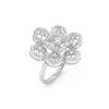 18K White Gold Flower Design Diamond Ring