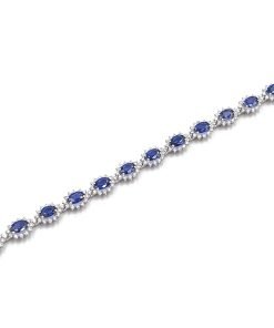 18K White Gold Diamond and Blue Sapphire Bracelet