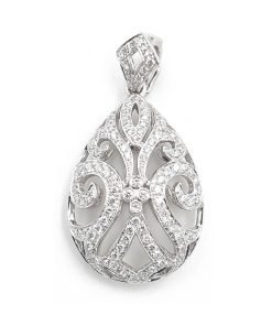 18K White Gold Diamond Bail Enhancer Pendant Necklace