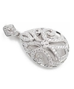 18K White Gold Diamond Bail Enhancer Pendant Necklace