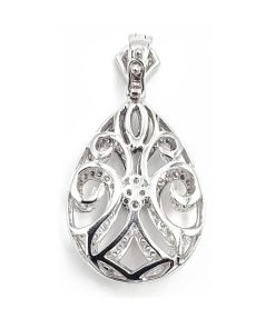 18K White Gold Diamond Bail Enhancer Pendant Necklace