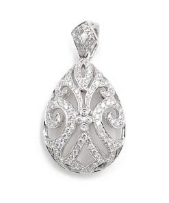 18K White Gold Diamond Bail Enhancer Pendant Necklace