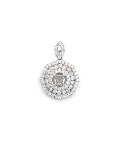14K White Gold Diamond Octagon Pendant for women
