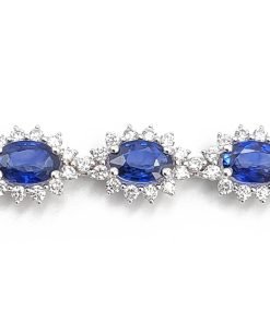18K White Gold Diamond and Blue Sapphire Bracelet
