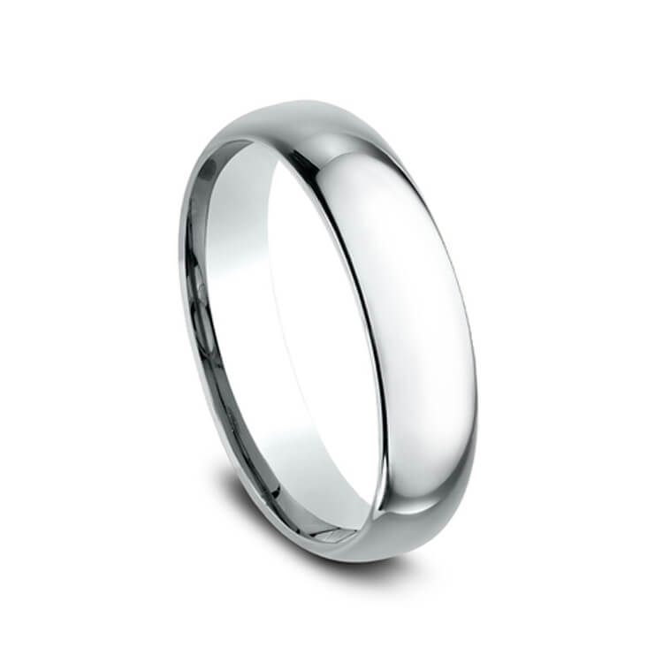 Benchmark 14K White Gold Super Light Dome Polished 5MM Men's Band SLCF15014KW08