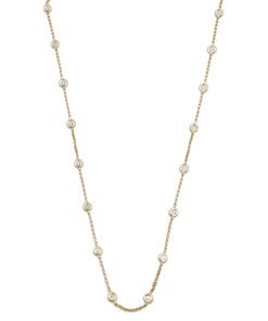 Ladies 14K Yellow Gold 16 Station Diamond Chain Necklace, 18 inches