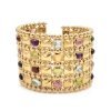Estate 18K Yellow Gold Multi-gemstone Cuff Bracelet