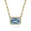 Gabriel 14K Yellow Gold Diamond Blue Topaz Emerald Cut Necklace NK7468Y45BT