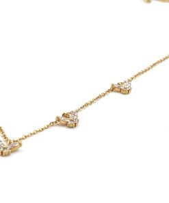 18K Yellow Gold Marquise and Round Diamond Butterfly Chain Necklace