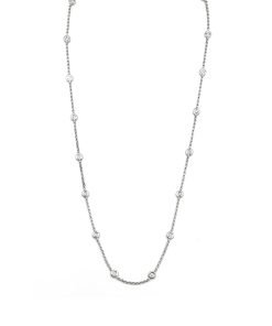 14K White Gold 16 Station Diamond Chain Necklace