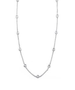 14K White Gold 16 Section 16" Diamond Chain Necklace