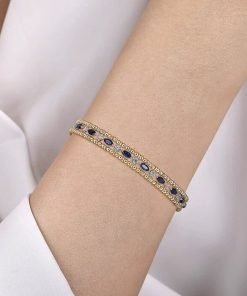 Gabriel 14K Yellow Gold Bujukan Cuff Bracelet with Marquise Sapphire & Diamonds BG4716-62Y45SA