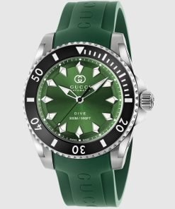 Gucci Dive watch Green Dial Green Rubber Strap YA136360