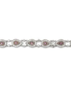 14K White and Rose Gold Pink Sapphire and Diamond Tennis Bracelet