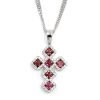 Estate 14K White Gold Pink Tourmaline and Diamond Cross Pendant Necklace