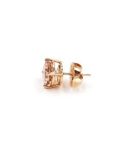 14K Rose Gold Morganite Stud Earrings