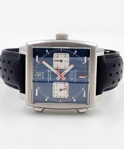 TAG Heuer Monaco Blue Dial Black Leather Strap CAW211P.FC6356