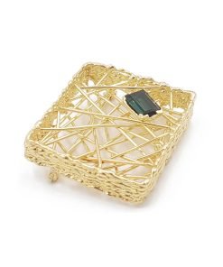 Estate Ladies Vintage 18K Yellow Gold Green Tourmaline Brooch
