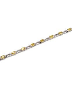 14K White Gold Yellow Sapphire and Diamond Bracelet