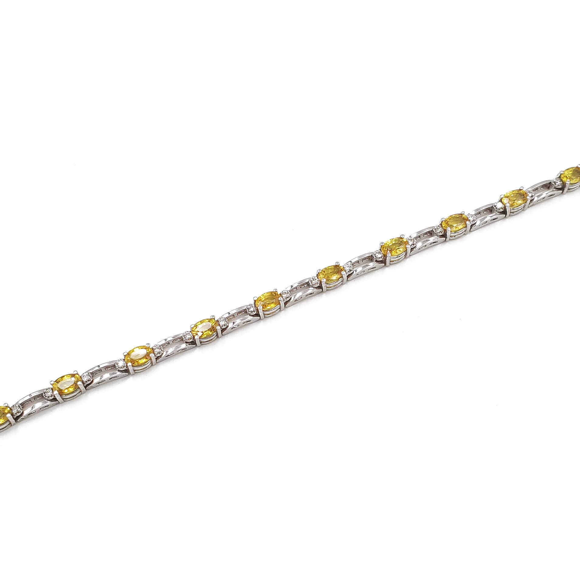 14K White Gold Yellow Sapphire and Diamond Bracelet