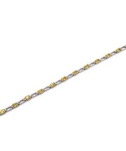 14K White Gold Yellow Sapphire and Diamond Bracelet