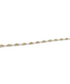 14K White Gold Yellow Sapphire and Diamond Bracelet