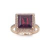 Natalie K 14K Rose Gold Diamond and Garnet Ring