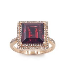 Natalie K 14K Rose Gold Diamond and Garnet Ring