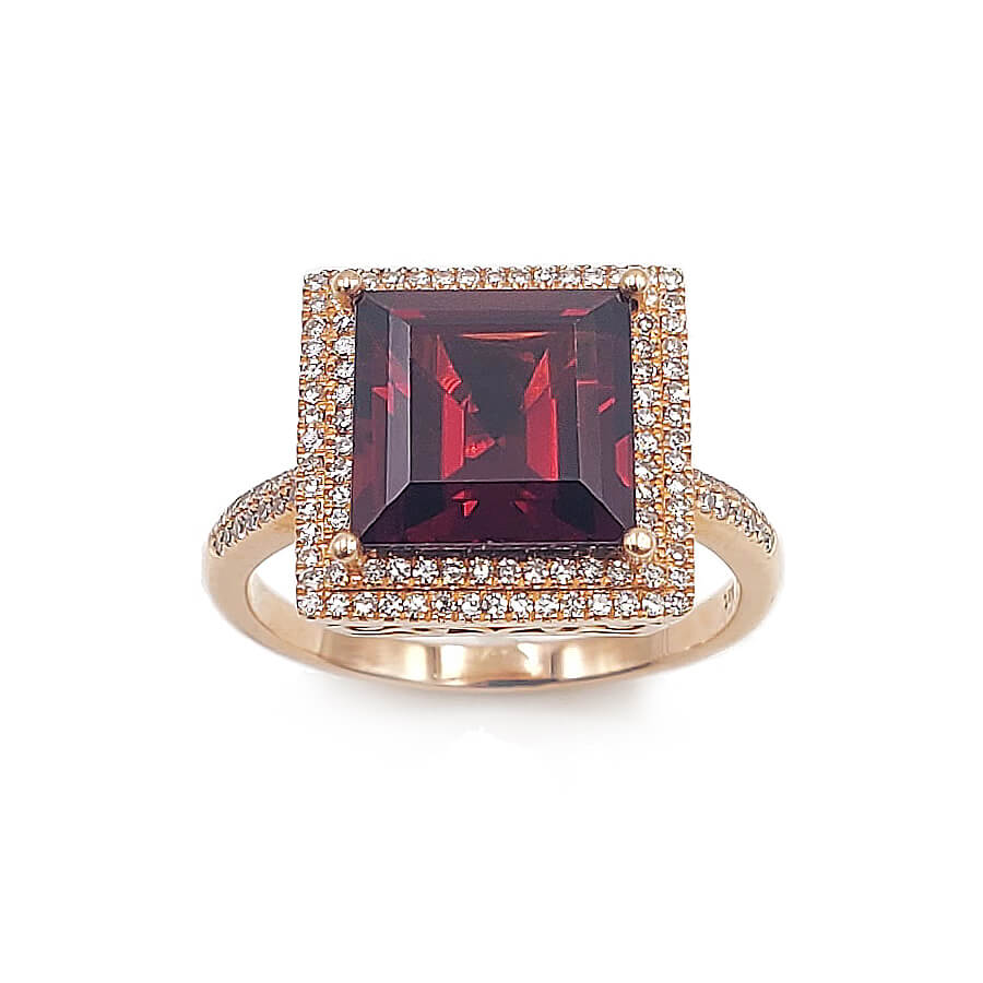 Natalie K 14K Rose Gold Diamond and Garnet Ring
