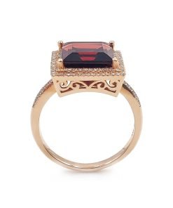 Natalie K 14K Rose Gold Diamond and Garnet Ring