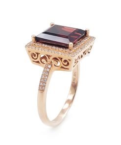 Natalie K 14K Rose Gold Diamond and Garnet Ring
