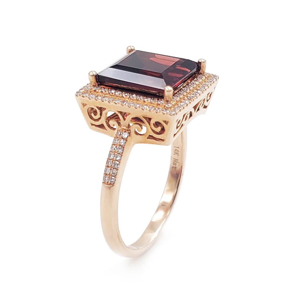 Natalie K 14K Rose Gold Diamond and Garnet Ring