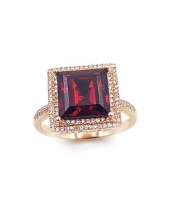 Diamond and Garnet Ring in 14K Rose Gold