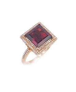 Diamond and Garnet Ring in 14K Rose Gold