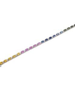 Estate 14K White Gold Multi-color Sapphire and Diamond Bracelet