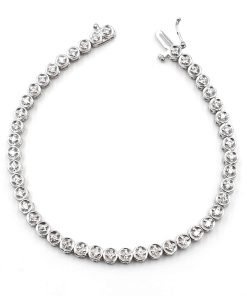 14K White Gold Round Brilliant Cut Diamond Tennis Bracelet