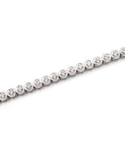 14K White Gold Round Brilliant Cut Diamond Tennis Bracelet