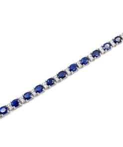 18K White Gold Ladies Sapphire and Diamond Tennis Bracelet