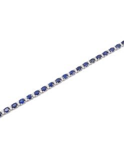 18K White Gold Ladies Sapphire and Diamond Tennis Bracelet