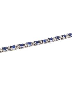 18K White Gold Ladies Sapphire and Diamond Tennis Bracelet