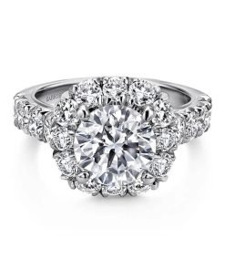 Gabriel Cushion Halo Round Diamond Engagement Ring ER11986R8W44JJ