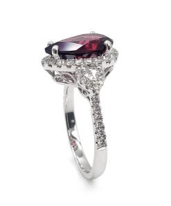 18K White Gold Almandite Garnet and Diamond Ring