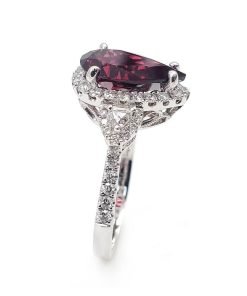 18K White Gold Almandite Garnet and Diamond Ring