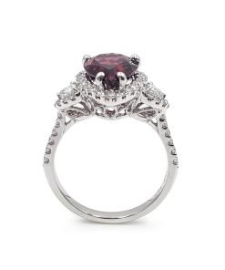 18K White Gold Almandite Garnet and Diamond Ring