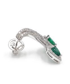 14K White Gold Emerald and Diamond Earrings