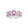 Estate 18K White Gold Pink Sapphire and Diamond Ring