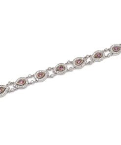 14K White and Rose Gold Pink Sapphire and Diamond Tennis Bracelet