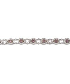 14K White and Rose Gold Pink Sapphire and Diamond Tennis Bracelet