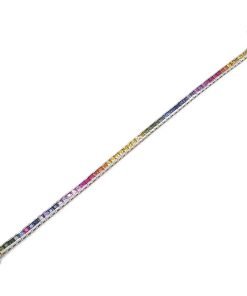 14K White Gold Rainbow Sapphire Line Tennis Bracelet